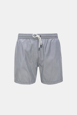 04651 / A trip in a bag - Herren - Badeshorts 'Tile Swim' weiß/navy gemustert