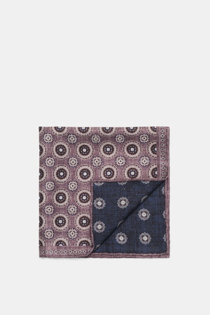 Brunello Cucinelli  - Herren - Seiden-Einstecktuch violett/navy gemustert