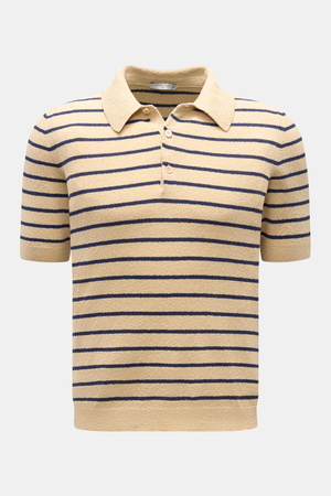 Circolo 1901  - Herren - Frottee-Kurzarm-Strickpolo beige/navy gestreift