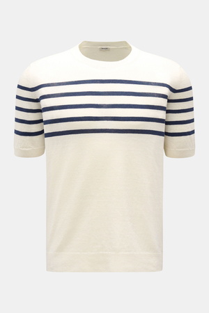 Braun Hamburg  - Herren - Kurzarmpullover offwhite/navy gestreift