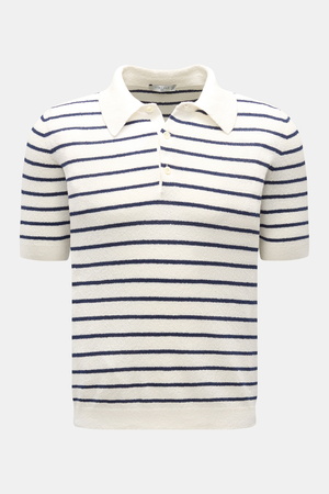Circolo 1901  - Herren - Frottee-Kurzarm-Strickpolo offwhite/navy gestreift