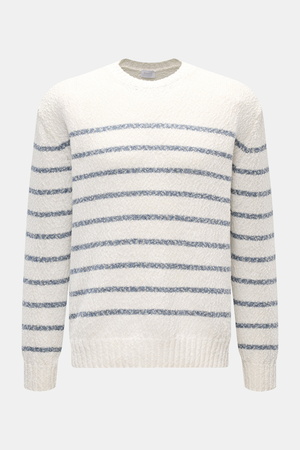 04651 / A trip in a bag - Herren - Rundhalspullover 'Mouline Striped' offwhite/navy gestreift