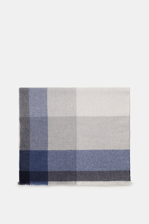 Brunello Cucinelli  - Herren - Schal hellgrau/graublau/navy kariert