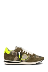 Philippe Model Herren Sneaker Low Camouflage Olivegrün/Neongelb braun