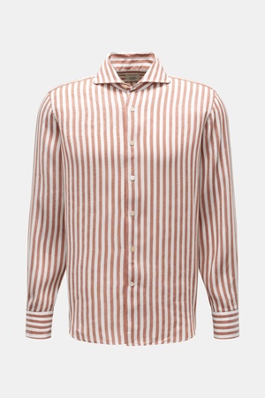 Gherardi  - Herren - Casual Hemd Haifisch-Kragen braun/offwhite gestreift
