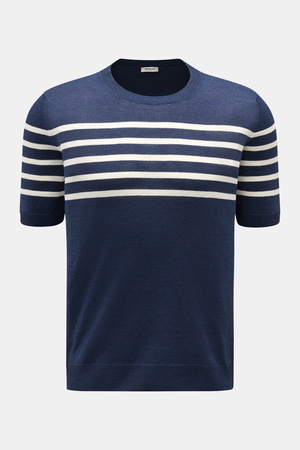 Braun Hamburg  - Herren - Kurzarmpullover navy/offwhite gestreift