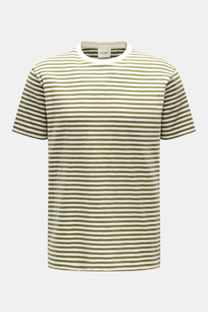 Closed  - Herren - Rundhals-T-Shirt oliv/offwhite gestreift