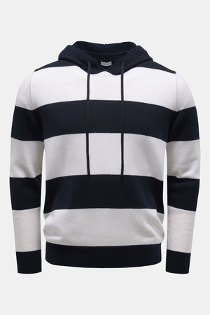 Von Braun  - Herren - Cashmere Kapuzenpullover navy/offwhite gestreift