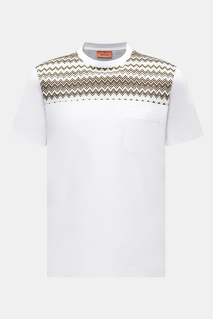 Missoni  - Herren - Rundhals-T-Shirt weiß/oliv gemustert
