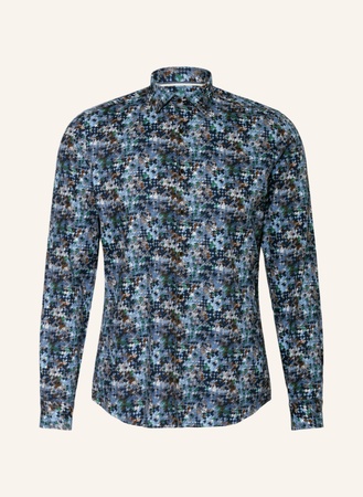 Olymp Hemd Body Fit blau beige