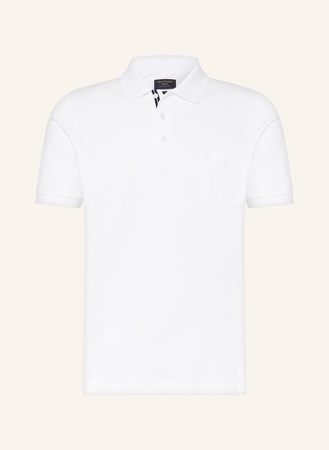 Olymp Jersey-Poloshirt weiss grau