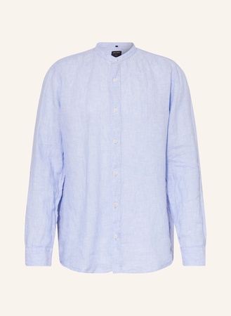 Olymp Leinenhemd Regular Fit Mit Stehkragen blau