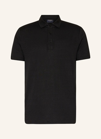 Olymp Strick-Poloshirt Aus Leinen schwarz