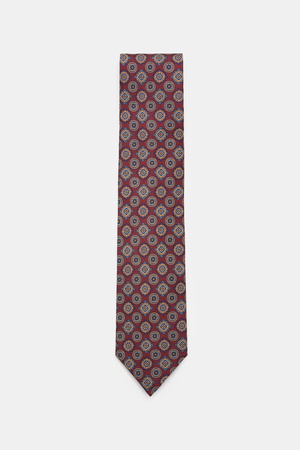 Cesare Attolini  - Herren - Seidenkrawatte 'Ventaglio' bordeaux/navy/orange gemustert