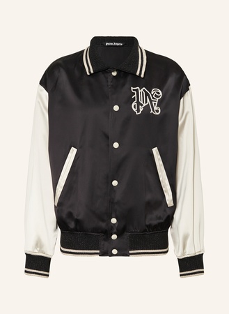 Palm Angels  College-Jacke Aus Satin Mit Glitzergarn schwarz