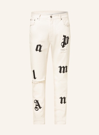Palm Angels  Destroyed Jeans Extra Slim Fit weiss braun