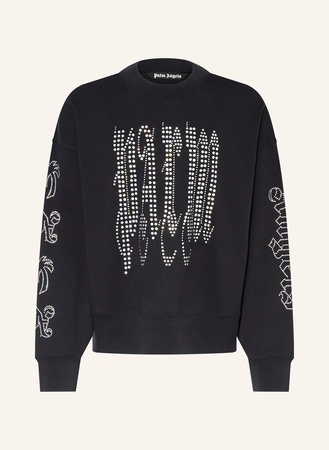 Palm Angels  Oversized-Sweatshirt Mit Schmucksteinen schwarz