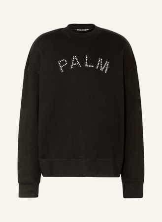 Palm Angels  Oversized-Sweatshirt Mit Schmucksteinen schwarz beige