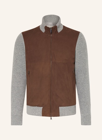 Paul &amp; Shark  Lederblouson Im Materialmix grau
