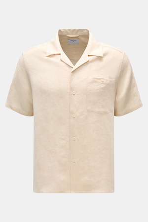 Percival  - Herren - Leinen-Kurzarmhemd Offener Kragen beige