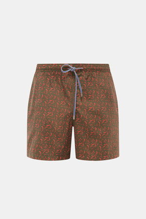Zeybra Portofino 1962  - Herren - Badeshorts 'Peperoncini' dunkelgrün/rot gemustert