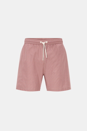 04651 / A trip in a bag - Herren - Badeshorts 'Hansen' taupe/rot gemustert