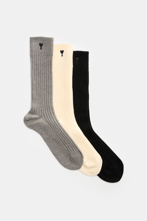 AMI  Paris - Herren - Strümpfe 3er-Set creme/grau/schwarz