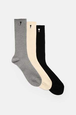AMI  Paris - Herren - Strümpfe 3er-Set creme/grau/schwarz
