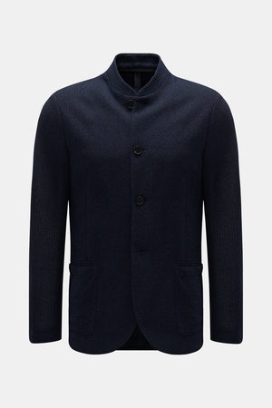 Harris Wharf London   - Herren - Strickblazer 'Nehru Jacket' dunkelblau/schwarz gemustert