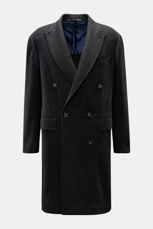 Stile Latino  - Herren - Cashmere Mantel 'Eros' dunkelgrau/schwarz gemustert