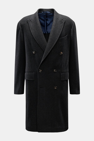 Stile Latino  - Herren - Cashmere Mantel 'Eros' dunkelgrau/schwarz gemustert