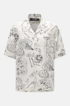 Jacquemus  - Herren - Kurzarmhemd 'Cocktail' offwhite/grau/schwarz gemustert
