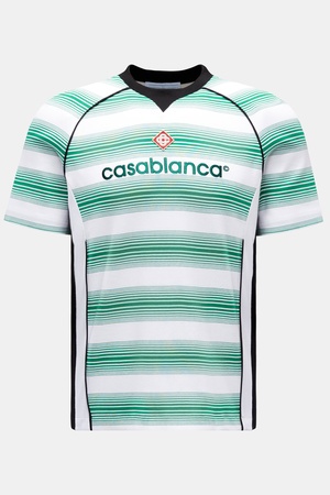 Casablanca  - Herren - Rundhals-T-Shirt 'Gradient Stripe' grün/weiß/schwarz gestreift