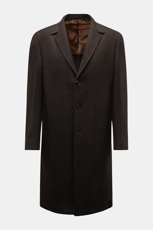 Stile Latino  - Herren - Cashmere Mantel 'Cuenea' braun/schwarz gestreift