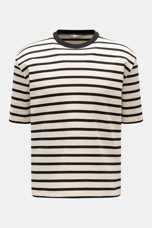 Kiefermann  - Herren - Rundhals-T-Shirt 'Bernodino' offwhite/schwarz gestreift