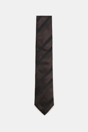 Brunello Cucinelli  - Herren - Seidenkrawatte dunkelbraun/schwarz gestreift