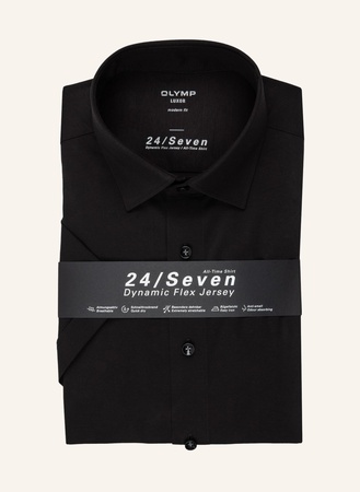 Olymp Kurzarm-Hemd Luxor 24/Seven Modern Fit schwarz schwarz