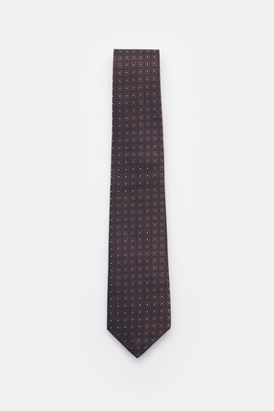 Borrelli  - Herren - Seidenkrawatte dunkelbraun/navy/silbergrau gemustert