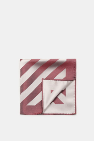 Brunello Cucinelli  - Herren - Seiden-Einstecktuch bordeaux/silbergrau gestreift