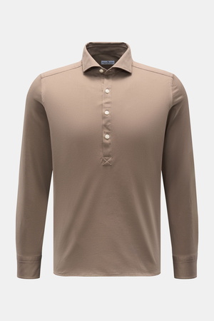 Sonrisa  - Herren - Jersey Popover-Hemd Haifisch-Kragen taupe