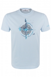 Stone Island Herren T-Shirt mit Print Hellblau grau