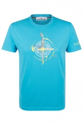 Stone Island Herren T-Shirt mit Print Türkis blau