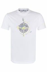 Stone Island Herren T-Shirt mit Print Weiss lila