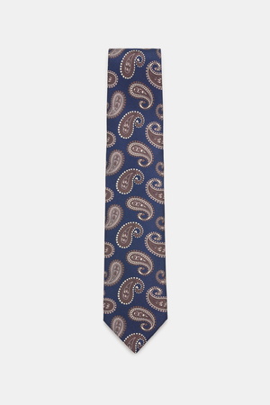 Borrelli  - Herren - Seidenkrawatte navy/beige/taupe gemustert
