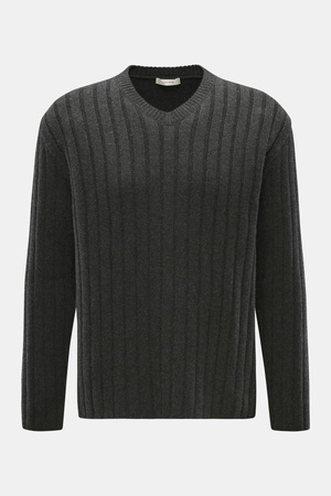 The Row - Herren - Cashmere V-Neck Pullover 'Ettore' dunkelgrau meliert