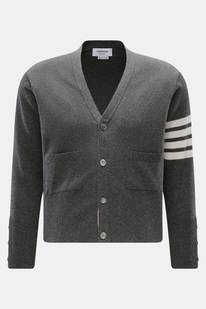Thom Browne  - Herren - Cashmere Cardigan dunkelgrau meliert