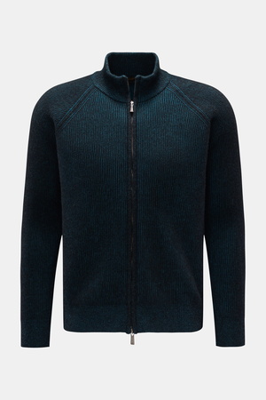 Moorer  - Herren - Strickjacke 'Dean' schwarz/türkis gestreift