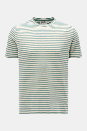 MC2 Saint Barth  - Herren - Rundhals-T-Shirt 'Dover Stripes' creme/türkis gestreift