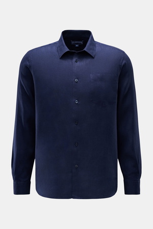 Vilebrequin  - Herren - Leinenhemd schmaler Kragen navy