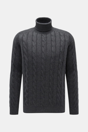 Von Braun  - Herren - Cashmere Rollkragenpullover dunkelgrau meliert